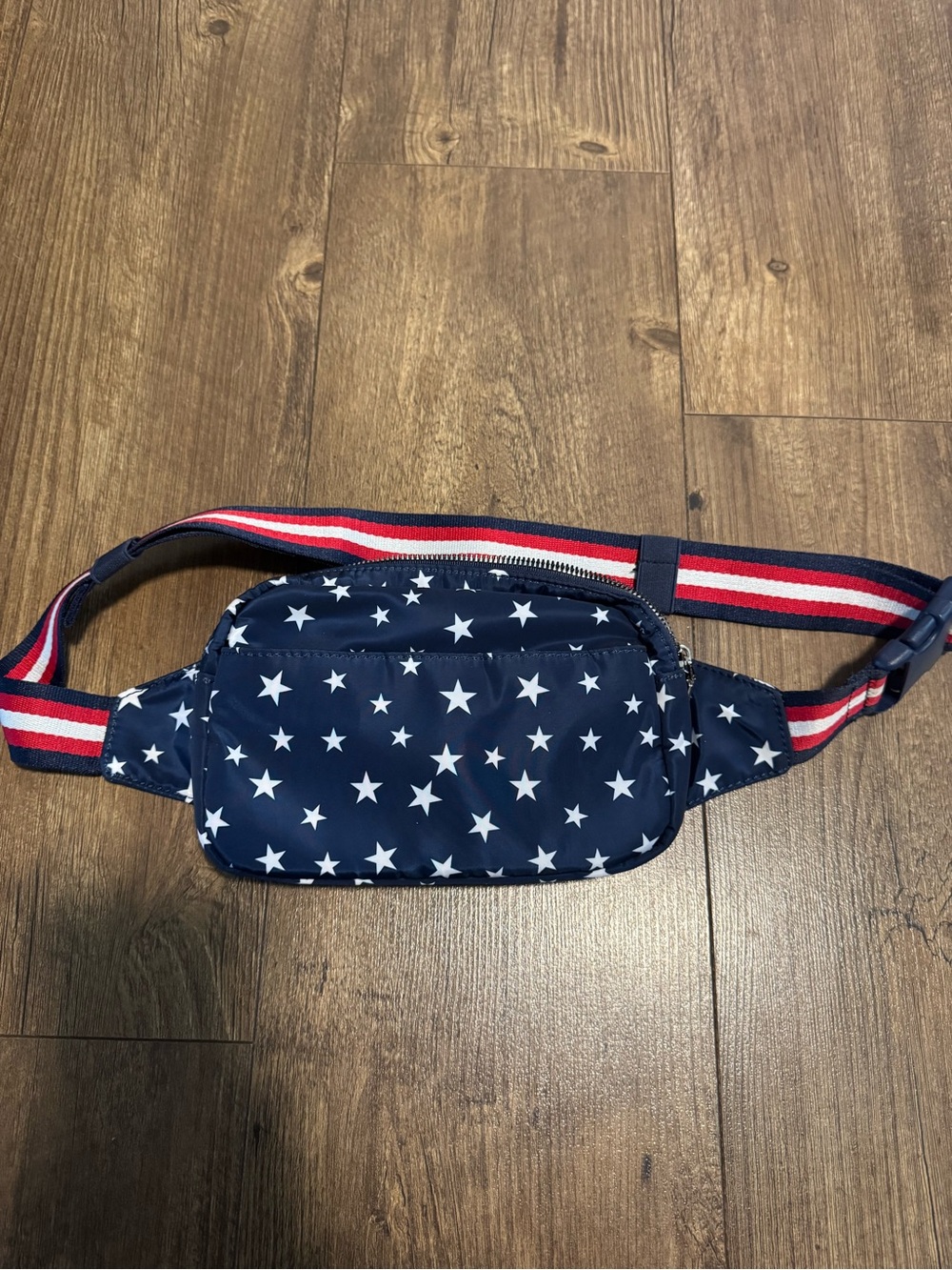 Navy Star Print Waist Bag (Fanny pack) with Red-White-Blue Strap